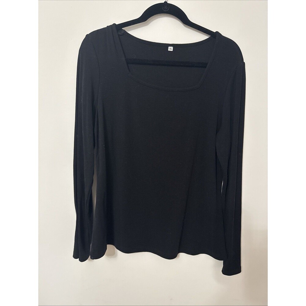 Amazon Black Long Sleeve Round Neck Layering Tee - XL